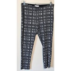 KAY UNGER Black Print Sz 3X Elastic Waist Soft Stretchy Casual Ankle Leggings